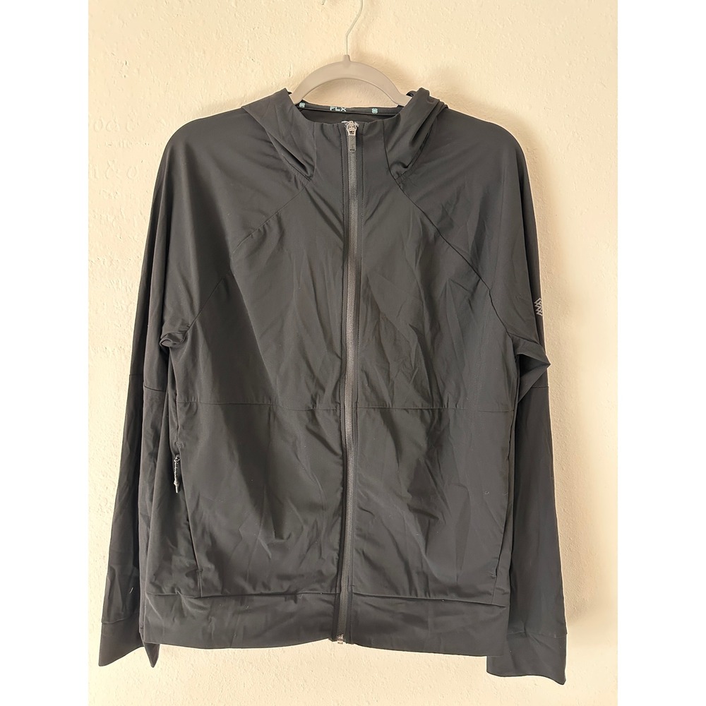 FLX Black Windbreaker Jacket Full Zip Hooded Pockets Womens Medium RN73277